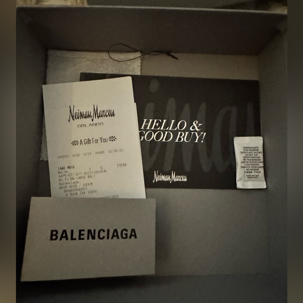 Balenciaga BB Logo Black Leather Belt silver buckle - Picture 6 of 8